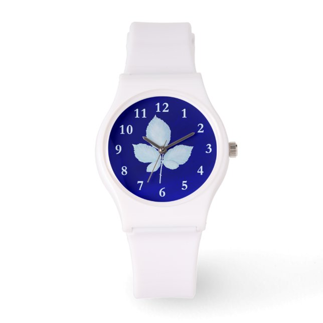 Reloj De Pulsera Hojas de bramble de impresión de Cyano (Anverso)