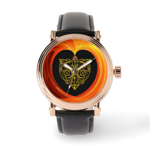 RELOJ DE PULSERA HOJAS DE GOLDEN EN HIDROMASAJE FRACTAL NARANJA