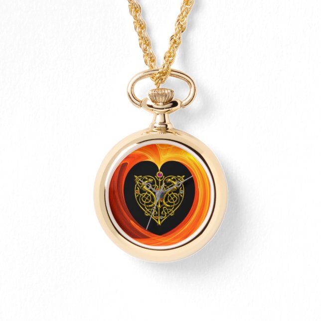 RELOJ DE PULSERA HOJAS DE GOLDEN EN HIDROMASAJE FRACTAL NARANJA (Anverso)