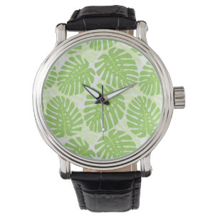 Reloj De Pulsera Hojas De La Planta Tropical - Modelo Monstera