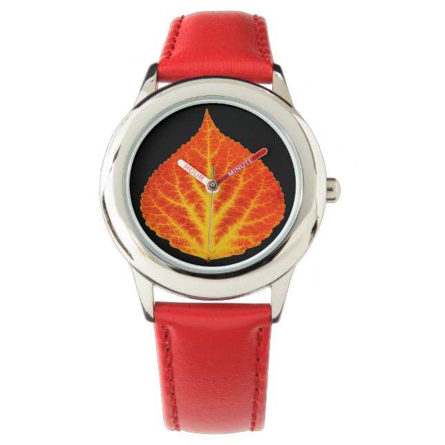 Reloj De Pulsera Hojas de lápiz rojo y amarillo #10 (Anverso)