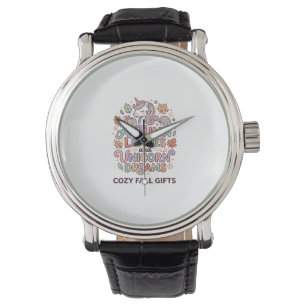 Reloj De Pulsera Hojas de otoño de unicornio y sueños de unicornio 
