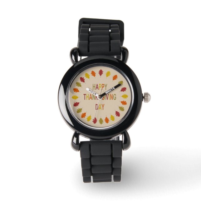 Reloj De Pulsera Hojas de roble de Acción de Gracias (Anverso)
