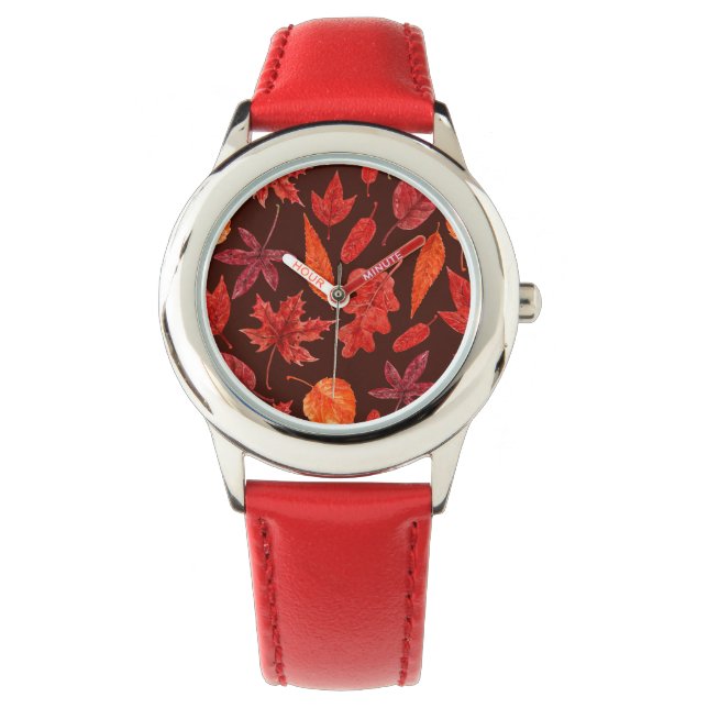 Reloj De Pulsera Hojas otoñales acuarela (Anverso)