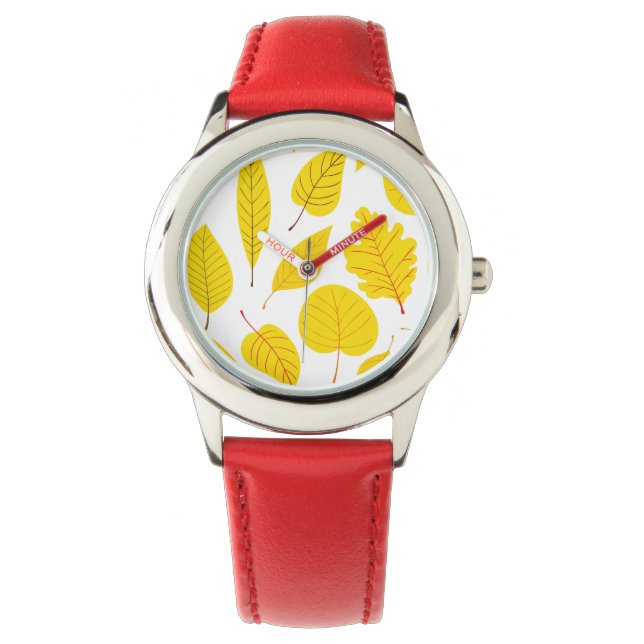 Reloj De Pulsera Hojas otoñales en amarillo (Anverso)