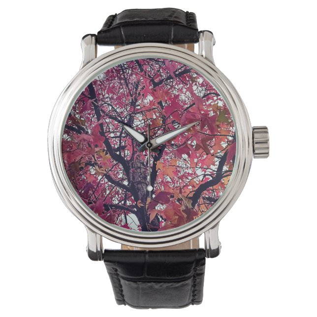 Reloj De Pulsera Hojas rojas (Anverso)