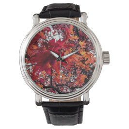 Reloj De Pulsera Hojas rojas y naranjas