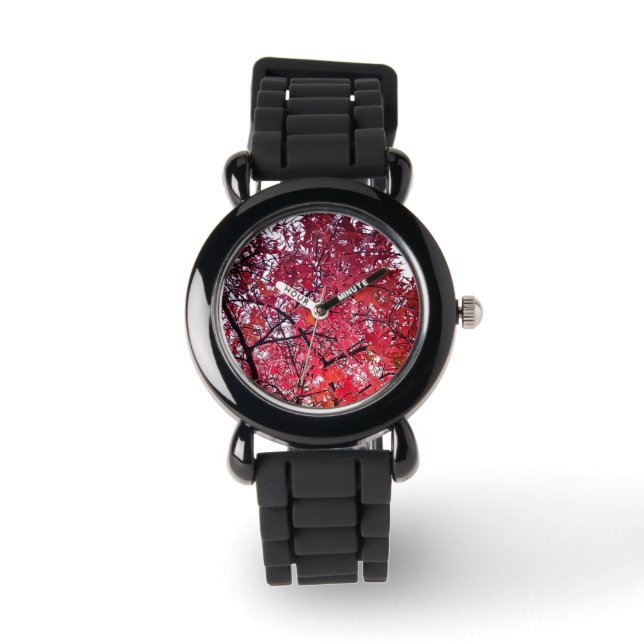 Reloj De Pulsera Hojas rosadas (Anverso)
