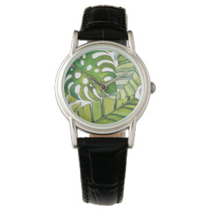 Reloj De Pulsera Hojas tropicales cortas en acuarela