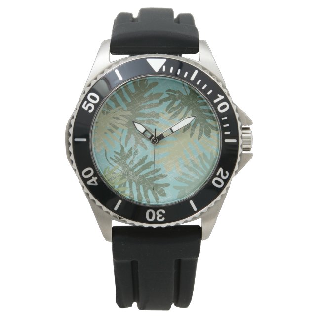 Reloj De Pulsera Hojas tropicales desvanecidas (Anverso)