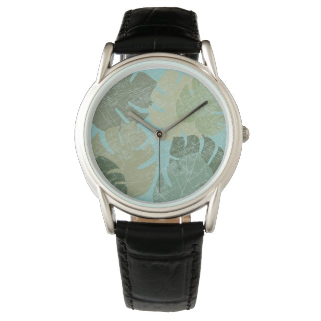 Reloj De Pulsera Hojas Tropicales Faded (Anverso)