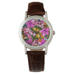 Reloj De Pulsera Hojas y flores tropicales