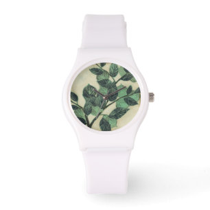 Reloj De Pulsera Hojas y ramas en el fondo poner crema