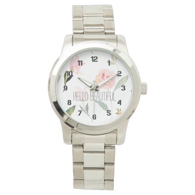 Reloj De Pulsera Hola acuarela hermosa floral (Anverso)