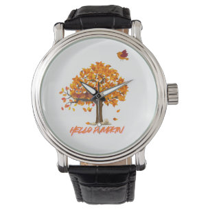 Reloj De Pulsera "Hola Caída de Calabaza - Acogedor otoño lejón