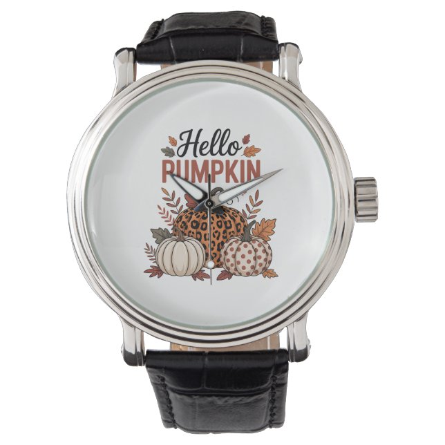 Reloj De Pulsera Hola Calabaza otoño (Anverso)