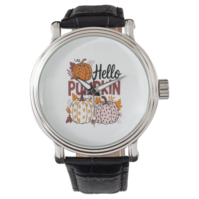 Reloj De Pulsera Hola Calabaza Png, Vibes de otoño (Anverso)