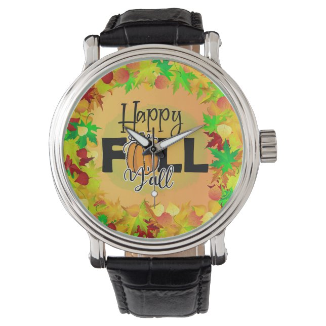 Reloj De Pulsera Hola otoño otoño otoño cosecha Acción de Gracias (Anverso)