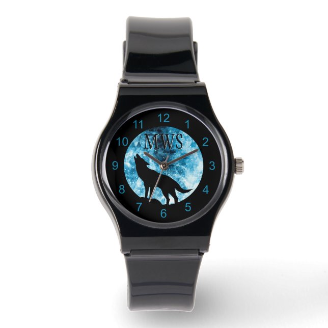 Reloj De Pulsera Holling Wolf Winter humo nevado azul Monograma (Anverso)
