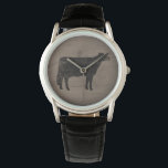 Reloj De Pulsera Holstein Cow Silhouette<br><div class="desc">Este reloj de pulsera Holstein de silueta de vaca original está disponible en diversos estilos para hombres, mujeres y niños. Un accesorio de moda genial que hace un gran regalo para los amantes de las vacas. El estilo de madera maciza. Visite el Doodle World de Jenn para ver más relojes...</div>