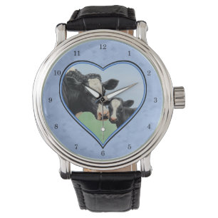 Reloj De Pulsera Holstein Cow y Corte Calf Blue Heart