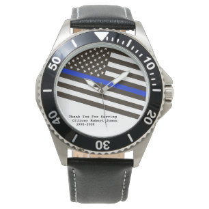 Reloj De Pulsera *~* Hombre de oficial de policía de la bandera azu
