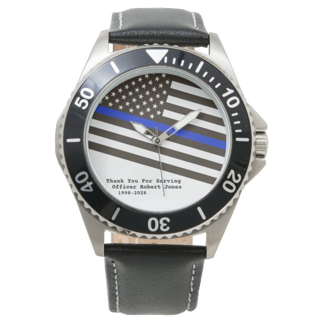 Reloj De Pulsera *~* Hombre de oficial de policía de la bandera azu (Anverso)
