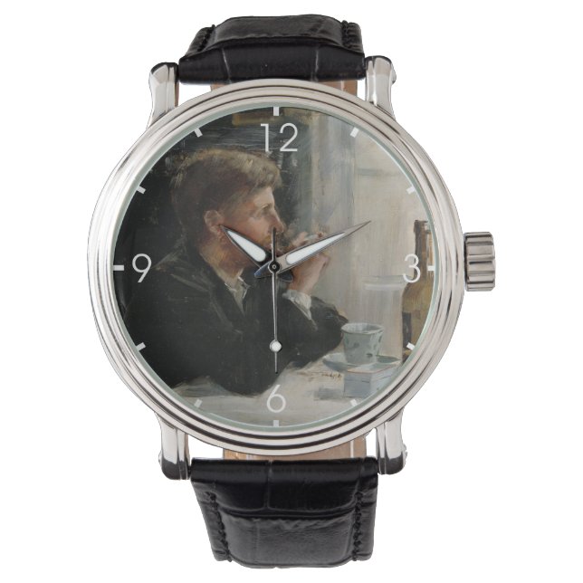 Reloj De Pulsera Hombre sentado perdido en la mesa (Anverso)
