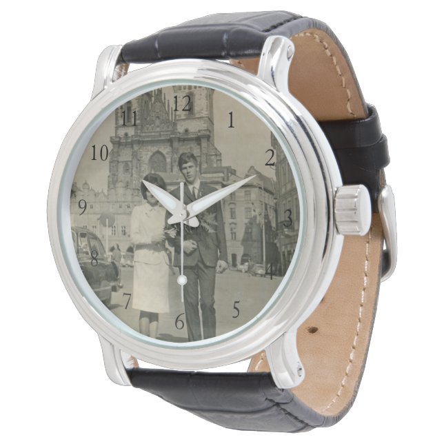 Reloj De Pulsera Hombres de piel de pareja de fotos antiguas person (Angular)