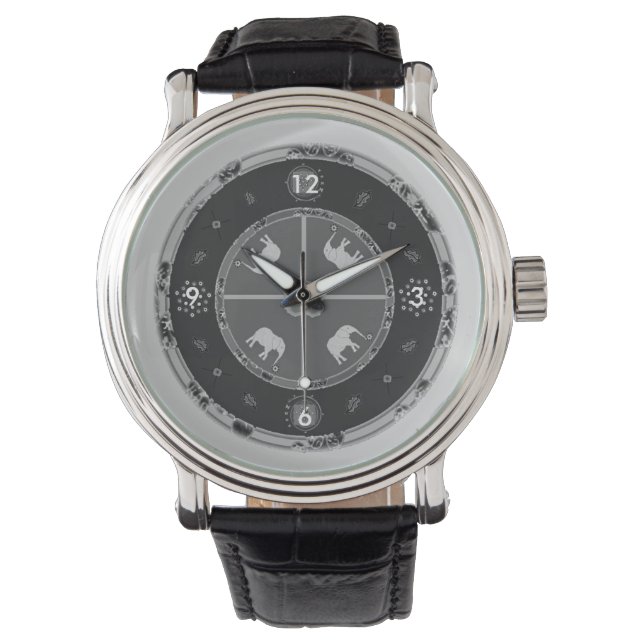 Reloj De Pulsera Hombres observan elefantes Personalizados negros (Anverso)