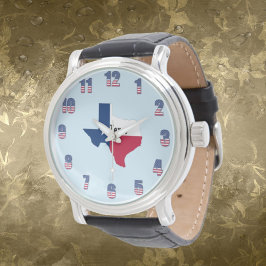 Reloj De Pulsera Hombres Texas Patriótico Números Negro Muñeca