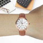 Reloj De Pulsera Hombres Vintage Elegante Rosa Dorado Correa de cue<br><div class="desc">Crea tu propio personalizado, personalizado, elegante y elegante diseño fresco, elegante, elegante y elegante diseño moderno de triángulos de diseño negro y blanco, monogramado, mens rosa retro estilo vintage estilo reloj de correa de cuero marrón. Simplemente escriba su nombre / monograma / iniciales, al personalizar. Hace un gran regalo, para...</div>