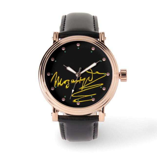 Reloj De Pulsera HOMENAJE A MOZART Gold Signature De Composer Negro (Anverso)
