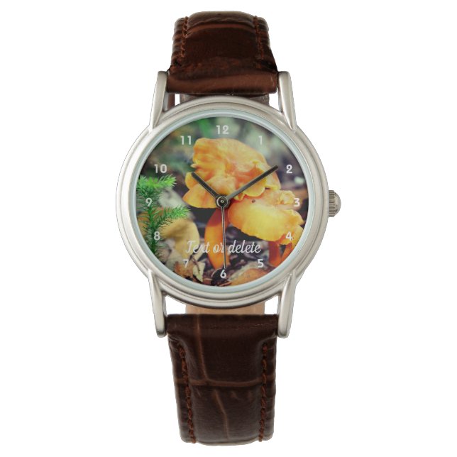 Reloj De Pulsera Hongos salvajes de Naranja pálido personalizados (Anverso)