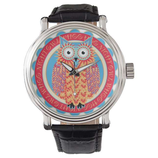 Reloj De Pulsera Hoo Hoo adormeció el pequeño dibujo de búho en col (Anverso)