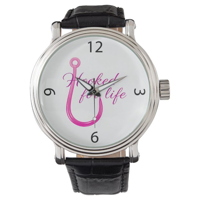 Reloj De Pulsera Hooked for Life Pink Fishing Hook (Anverso)