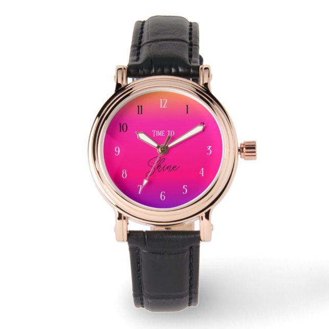 Reloj De Pulsera Hora de brillar – Gradiente de atardecer atrevido (Anverso)