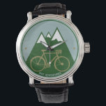 Reloj De Pulsera hora elegante de bicicleta de montaña<br><div class="desc">Una imagen de bicicleta simple y elegante con una montaña alpina</div>