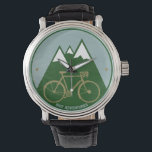 Reloj De Pulsera hora elegante de bicicleta de montaña<br><div class="desc">Una imagen de bicicleta simple y elegante con una montaña alpina</div>