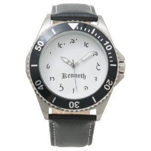 Reloj De Pulsera Hora Kenneth: números manuscritos hebreos
