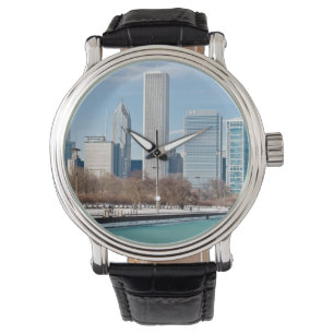 Reloj De Pulsera Horizonte de Chicago a través del lago Michigan
