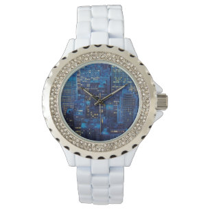 Reloj De Pulsera Horizonte de NYC, opinión de alto ángulo en la