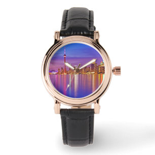 Reloj De Pulsera Horizonte de Toronto al anochecer