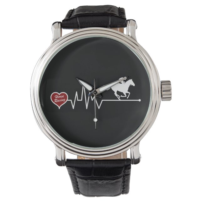 Reloj De Pulsera Horse Racing heartbeat EKG red heart (Anverso)
