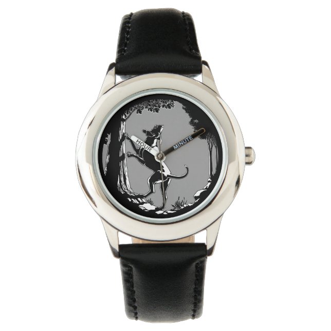 Reloj De Pulsera Hound Dog Watch Crían a un niño cazando perro Art  (Anverso)