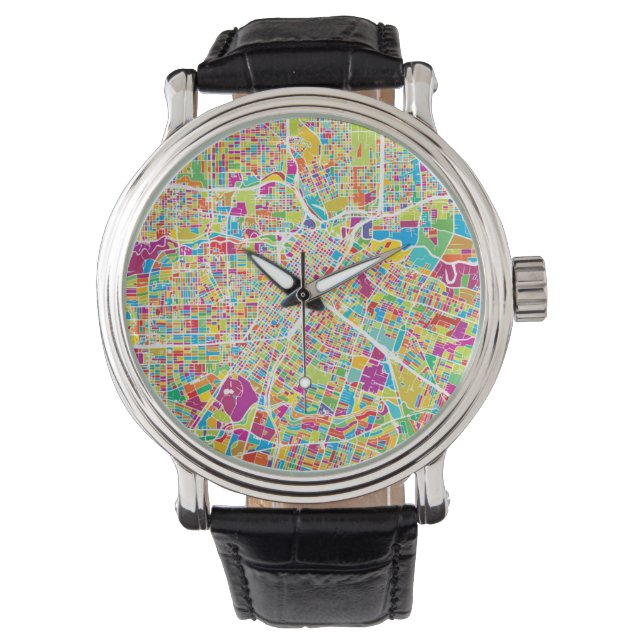 Reloj De Pulsera Houston, Texas | Mapa de neón (Anverso)