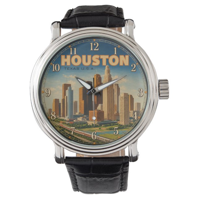 Reloj De Pulsera Houston Texas Skyline  (Anverso)