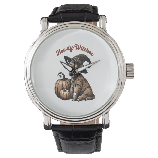 Reloj De Pulsera Howdy Witch Halloween Highland Cow (Anverso)