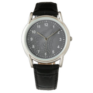 Reloj De Pulsera Howling Wolf Tribal Black Numbers