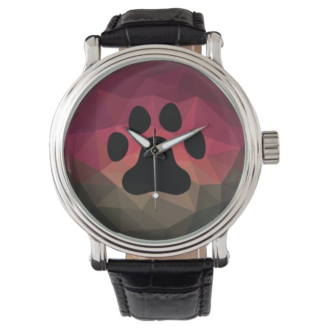 Reloj De Pulsera Huella animal, pezuña mascota, diseño geométrico (Anverso)